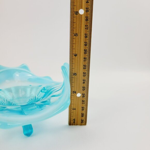 Vintage Northwood Klondyke Blue Opalescent 3-Toed Footed Triangular Bowl Dish - Picture 10 of 10